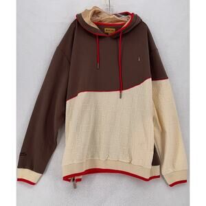 Makobi Mens Brown Bianchi Jacquard Colorblock Hoodie Sweatshirt Sz 4XB NEW